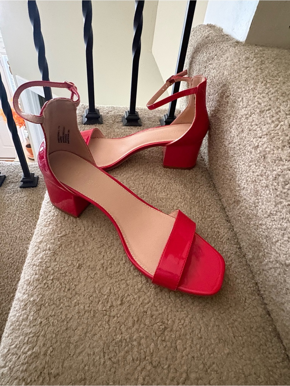 Madden Girl Red Patent Block Heel Ankle Strap Sandals